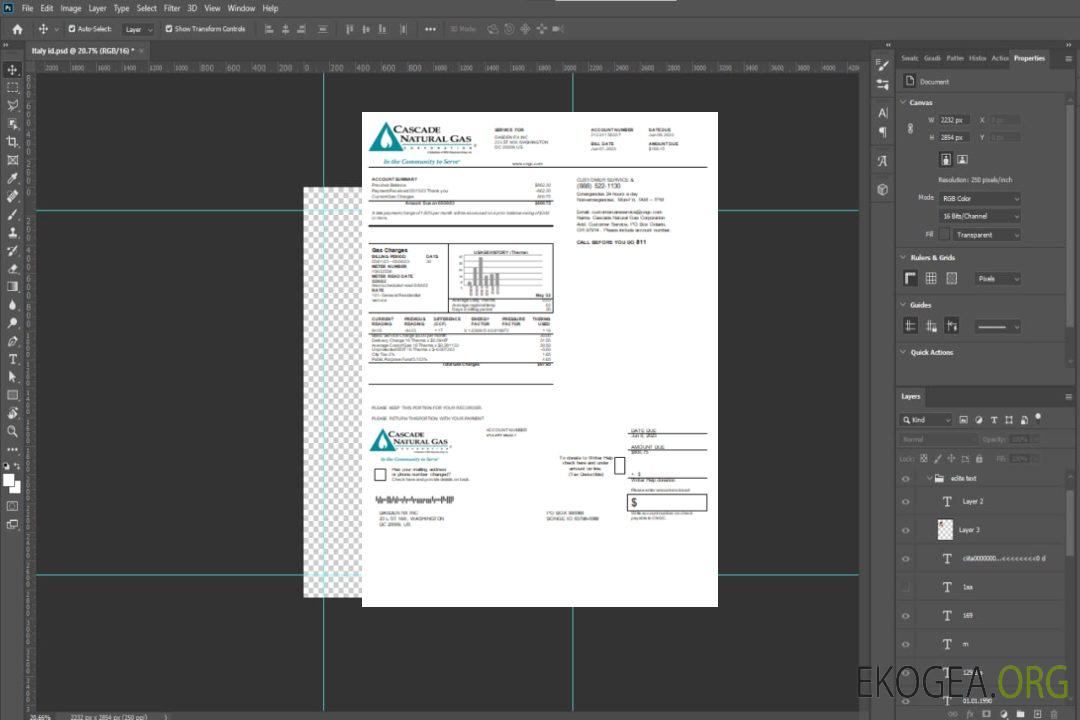 Facture commerciale du service public de gaz naturel Cascade SCR template Facture commerciale du service public de gaz naturel Cascade SCR template
